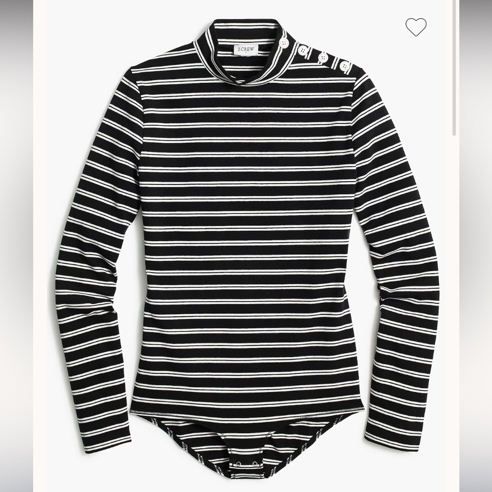 J. Crew Striped Mockneck bodysuit with button shoulders